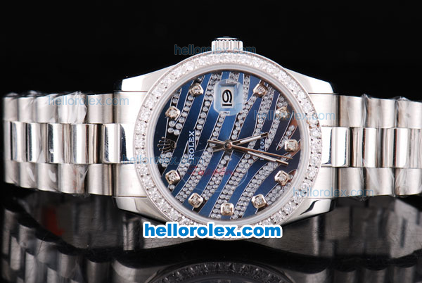 Rolex Datejust New Model Oyster Perpetual Automatic Movement with Diamond Bezel,Blue Diamond Crested Dial and Diamond Marking - Click Image to Close